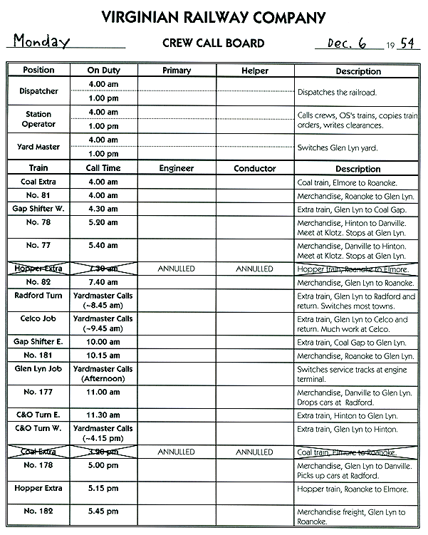 Crew Call Sheet